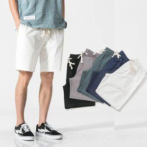 Men's White Linen Shorts